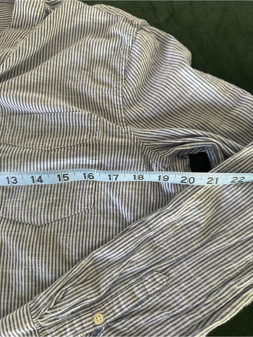 GAP TALL Blue and White Striped Women's Henley Popover Shirt - Picture 4 of 6
